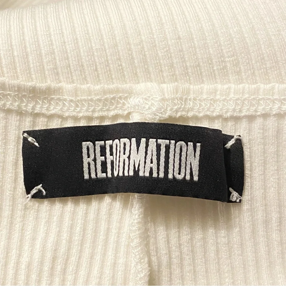 Reformation ARLY cream off white ribbed round neck sleeveless mini tank dress - Picture 9 of 11